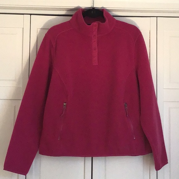 LL Bean Polartech Fleece women’s XL pullover in pretty raspberry color - Picture 1 of 7